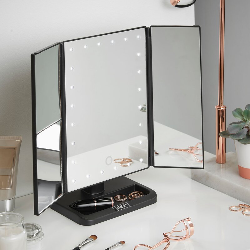 Beautify Led Lighted Vanity Trifold Makeupshaving Mirror And Reviews Wayfair 0326